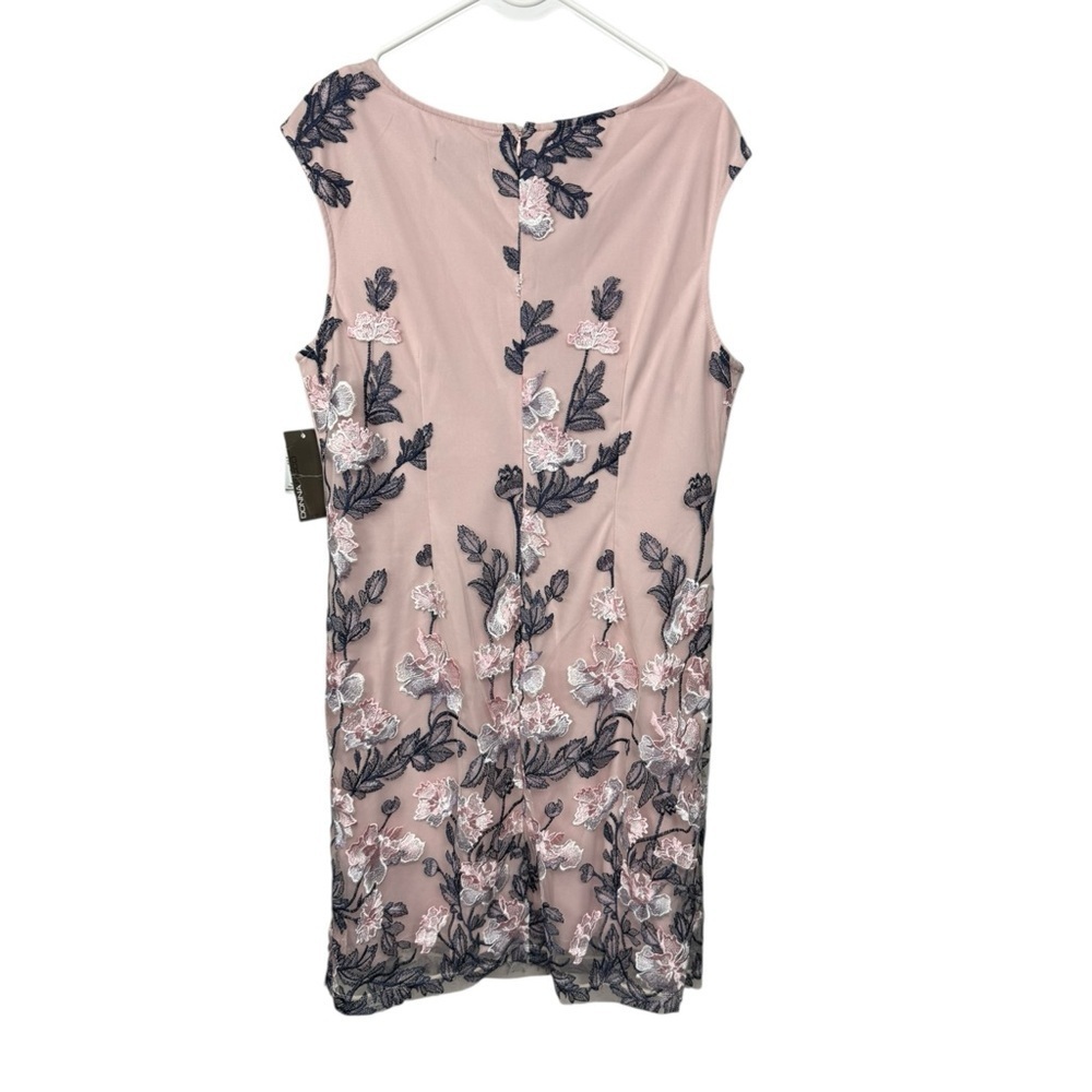 Donna Ricco Pink Floral Embroidered Dress Size 14 - Picture 2 of 7